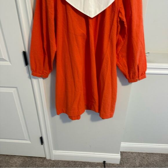 Sindiso Khumalo x & other Stories Orange Textured Peter Pan Collar Mini Dress 10 - Picture 7 of 16